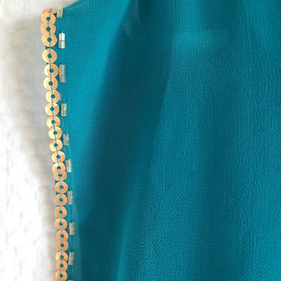 Teal Dress with Gold beading - Picture 3 of 3